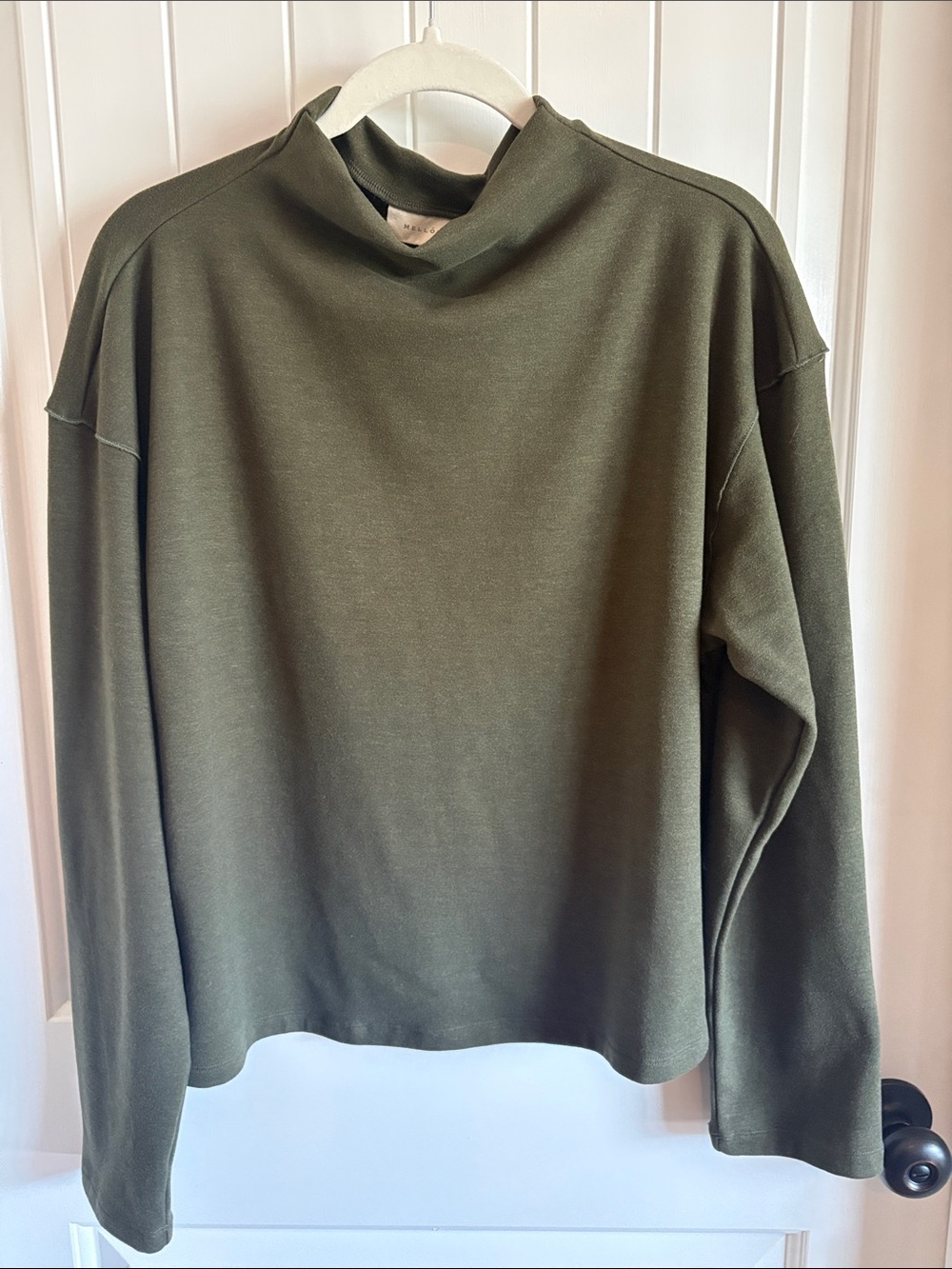 MELLODAY Olive Green Long Sleeve Mock Neck Tee